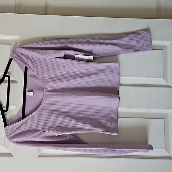 bp Tops - BP Lavender Long Sleeve Knit Ribbed Crop,NWT, Medium